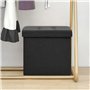 Tabouret de rangement pliable Noir Faux lin