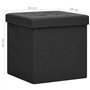 Tabouret de rangement pliable Noir Faux lin