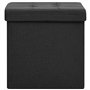 Tabouret de rangement pliable Noir Faux lin