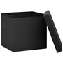 Tabouret de rangement pliable Noir Faux lin