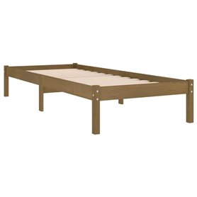vidaXL Bois de Pin Massif Cadre de Lit Sommier à Lattes Lit Simple Lit Adulte Cadre à Lattes sur Pied Chambre à Coucher Marron M