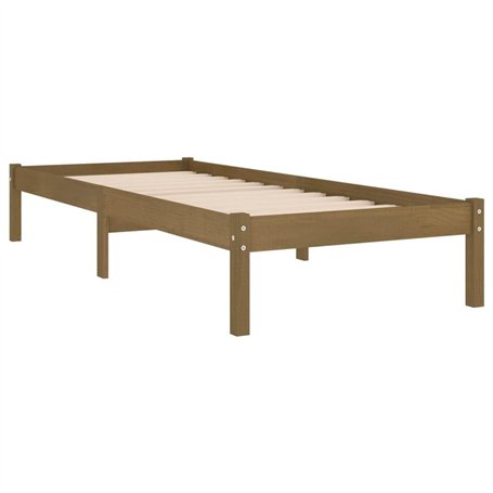 vidaXL Bois de Pin Massif Cadre de Lit Sommier à Lattes Lit Simple Lit Adulte Cadre à Lattes sur Pied Chambre à Coucher Marron M