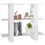 vidaXL Étagère à Livres Classique 100x30x87 cm Blanc Verni 1 Niveau 18 kg Montage au Sol