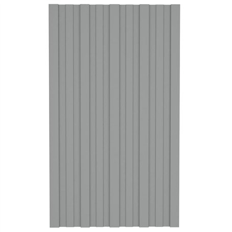 vidaXL 36x Panneaux de Toiture Tôles Profilées Panneaux de Toit d'Abris Garage Hangar Ecurie Extérieur Acier Galvanisé Gris 80x4