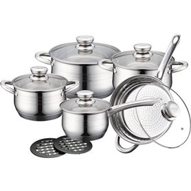 Royalty Line RL-1232 Lot de 12 Ustensiles de cuisine, marmites et poêles, en acier inoxydable