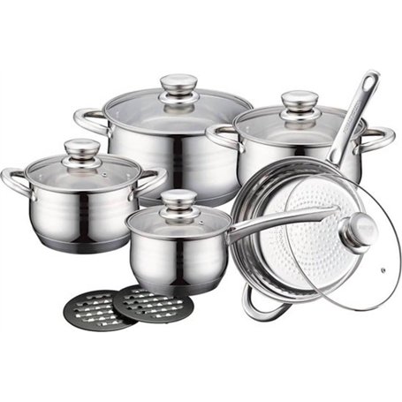 Royalty Line RL-1232 Lot de 12 Ustensiles de cuisine, marmites et poêles, en acier inoxydable