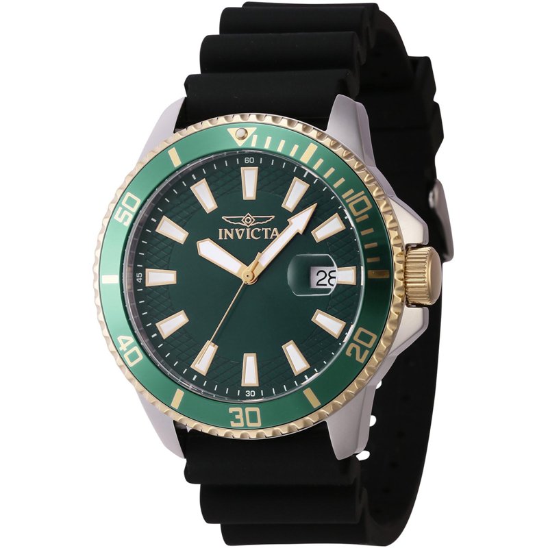 INVICTA Pro Diver 46134 Montre Homme - Etanche - Analogique - Mouvement à Quartz - Acier Inoxydable avec Cadran Vert - 45mm