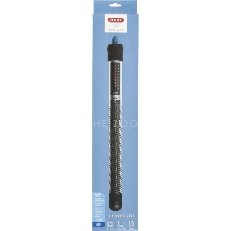 Chauffage d'aquarium - Zolux - Heater 200 - 200 W - Longueur 32 cm - Pour poissons exotiques