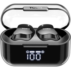 Écouteurs Sans Fil avec Étui de Charge TOZO T18 CRYSTAL BUDS Noir