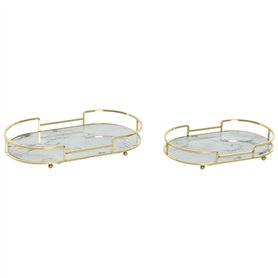 Jeux de plateaux Home ESPRIT Blanc Doré Moderne 31 x 17 x 5 cm (2 Unités)