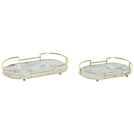 Jeux de plateaux Home ESPRIT Blanc Doré Moderne 31 x 17 x 5 cm (2 Unités)