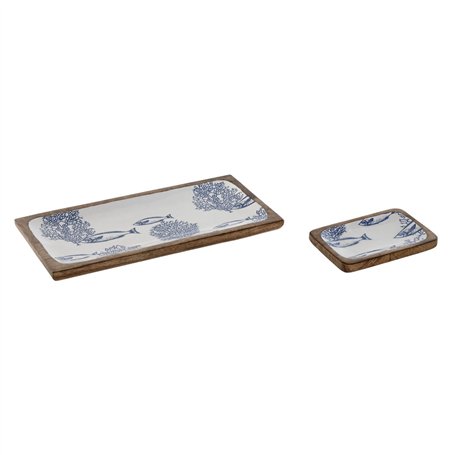 Jeux de plateaux Home ESPRIT Bleu Blanc Naturel méditerranéen 40 x 19 x 2