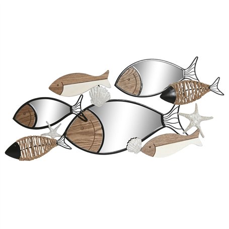 Miroir mural Home ESPRIT Noir Naturel Poissons 83 x 5