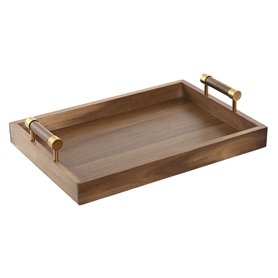 Plateau apéritif Home ESPRIT Doré Naturel Métal Acacia 39 x 26