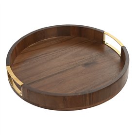 Plateau apéritif Home ESPRIT Doré Naturel Métal Acacia 35