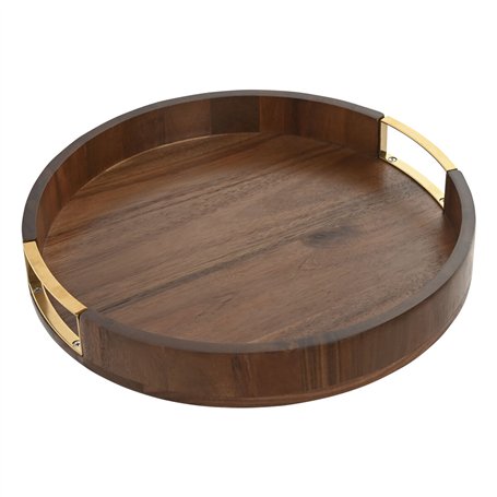 Plateau apéritif Home ESPRIT Doré Naturel Métal Acacia 35