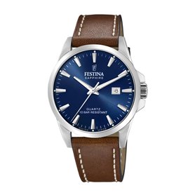 Festina Montre pour Homme F20025/3 Swiss Made Boîtier en Acier Inoxydable Gris Bracelet en Cuir Marron