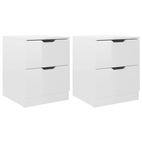 vidaXL Comodini 2 pz Bianco Lucido 40x40x50 cm in Truciolato