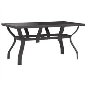 Bussandri Exclusive Table de jardin en acier et verre Gris et noir 140 x 70 x 70 cm