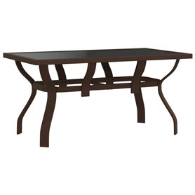 Bussandri Exclusive Table de jardin en acier et verre Marron et noir 140 x 70 x 70 cm