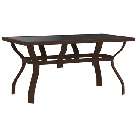 Bussandri Exclusive Table de jardin en acier et verre Marron et noir 140 x 70 x 70 cm