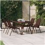 Bussandri Exclusive Table de jardin en acier et verre Marron et noir 140 x 70 x 70 cm
