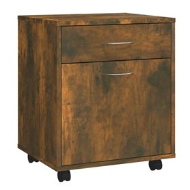 vidaXL Armadietto con Ruote Rovere Fumo 45x38x54 cm Legno Multistrato