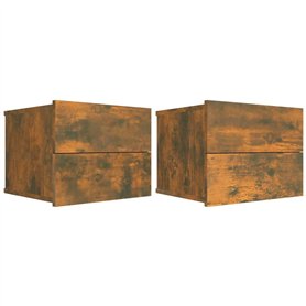 vidaXL 2X Tables de Chevet Tables de Nuit Armoires de Chevet Armoires de Lit Meubles de Chambre à Coucher Chêne Fumé 40x30x30 cm