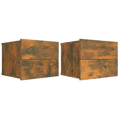 vidaXL 2X Tables de Chevet Tables de Nuit Armoires de Chevet Armoires de Lit Meubles de Chambre à Coucher Chêne Fumé 40x30x30 cm