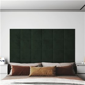 vidaXL 12x Panneaux Muraux Décoration Revêtement Mural Mur Décoratif Insonorisant Salon Chambre à Coucher Vert Foncé 30x30 cm Ve