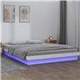 Cadre de lit à LED sans matelas blanc 120x200 cm bois massif