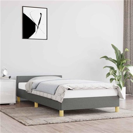 vidaXL Cadre de lit sans Matelas Gris foncé 100x200 cm Tissu