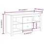 Meuble TV Blanc 103x36,5x52 cm Bois de pin massif