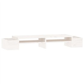 vidaXL Support de moniteur en pin massif Blanc 100 x 27