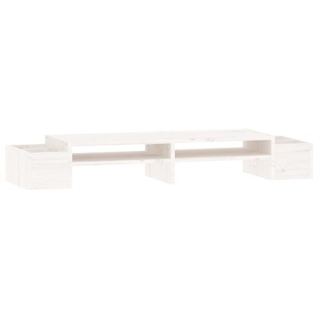 vidaXL Support de moniteur en pin massif Blanc 100 x 27