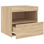 vidaXL Table de Chevet avec Lumières LED, Armoire de Lit avec Rangement, Table de Nuit, Armoire de Nuit, Moderne, Chêne Sonoma B