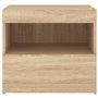 vidaXL Table de Chevet avec Lumières LED, Armoire de Lit avec Rangement, Table de Nuit, Armoire de Nuit, Moderne, Chêne Sonoma B