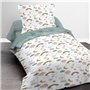 Parure de lit - RDC 1.15 - Housse de couette 140x200 cm et 1 taie d'oreiller 63x63 cm - Vert imprimé enfant - TODAY