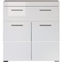 Meuble bas de salle de bain Amanda - Blanc brillant - 2 portes + 1 tiroir - L73 x P31 x H79 cm