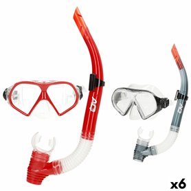 Masque de Plongée avec Tube AquaSport Rouge Gris (6 Unités)