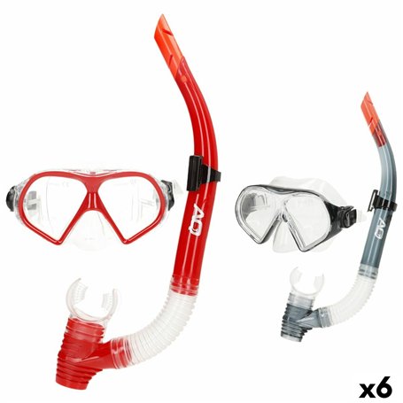Masque de Plongée avec Tube AquaSport Rouge Gris (6 Unités)