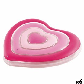 Matelas Gonflable Intex Coeur 135 x 155 x 25 cm Rose (6 Unités)