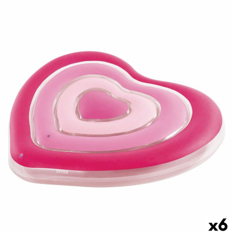 Matelas Gonflable Intex Coeur 135 x 155 x 25 cm Rose (6 Unités)