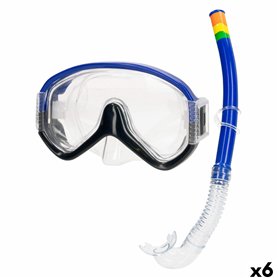 Masque de Plongée avec Tube AquaSport Bleu (6 Unités)
