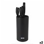 Ensemble de couteaux de cuisine et support Quttin Nero 5 Pièces (2 Unités)