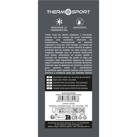 Tasse Thermos avec Couvercle ThermoSport 480 ml (9 Unités)