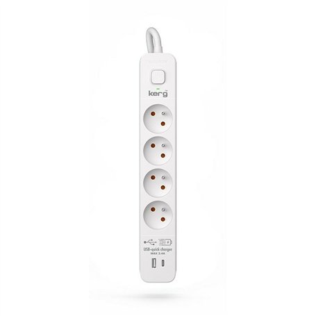 Rallonge 4 prises Schuko avec interrupteur Kerg M02592 (1