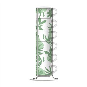 Ensemble de 6 tasses à café Bialetti 29597 Blanc Vert Porcelaine 90 ml (6 Unités)