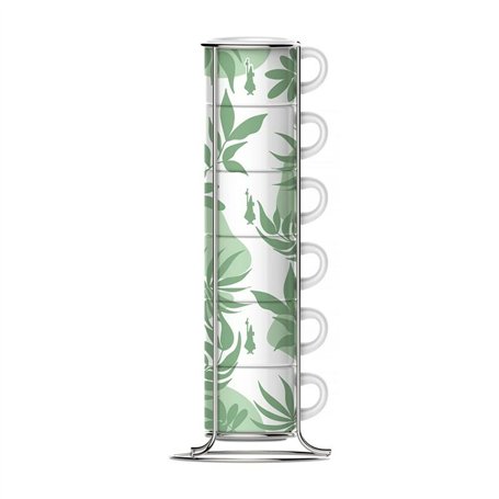 Ensemble de 6 tasses à café Bialetti 29597 Blanc Vert Porcelaine 90 ml (6 Unités)