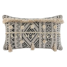 Coussin Home ESPRIT Blanc Noir Boho 50 x 8 x 30 cm